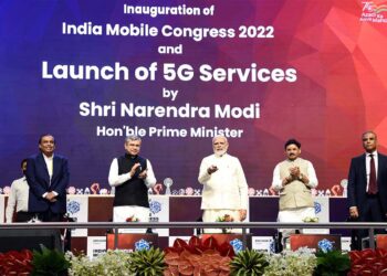 PM Narendra Modi inaugurates the 6th edition of India Mobile Congress and launches 5G Services, in New Delhi on October 01, 2022