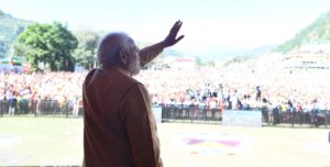 PM Narendra Modi at the launch of the various developmental projects, in Chamba, Himachal Pradesh on October 13, 2022.