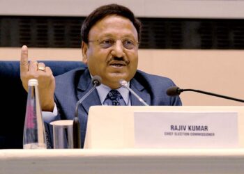 The Chief Election Commissioner, Rajiv Kumar interacting with media persons at the Press Conference, organised by the Election Commission of India for the General Election to Legislative Assembly of Himachal Pradesh, in New Delhi on October 14, 2022.