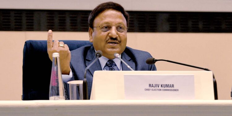 The Chief Election Commissioner, Rajiv Kumar interacting with media persons at the Press Conference, organised by the Election Commission of India for the General Election to Legislative Assembly of Himachal Pradesh, in New Delhi on October 14, 2022.