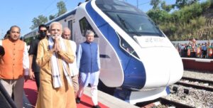 PM at the inauguration ceremony of Vande Bharat Express to New Delhi at Una.