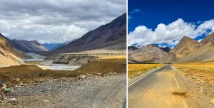 Left- On the way to Chandratal from Batal. Right - Spiti Valley, near Kyato