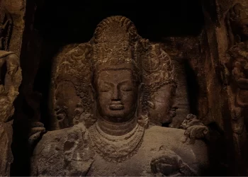 Three-headed Trimurti or the Sadashiva, Elephanta Caves.